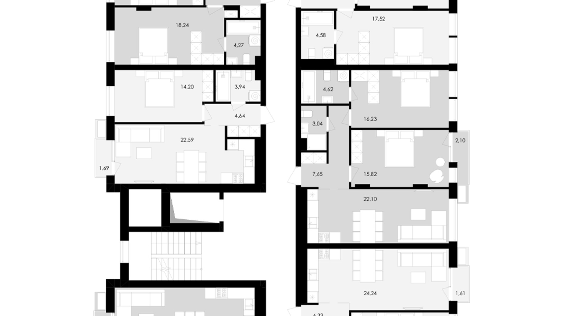 Планування 2-кімнатної квартири в ЖК Avalon Yard 75 м², фото 682090