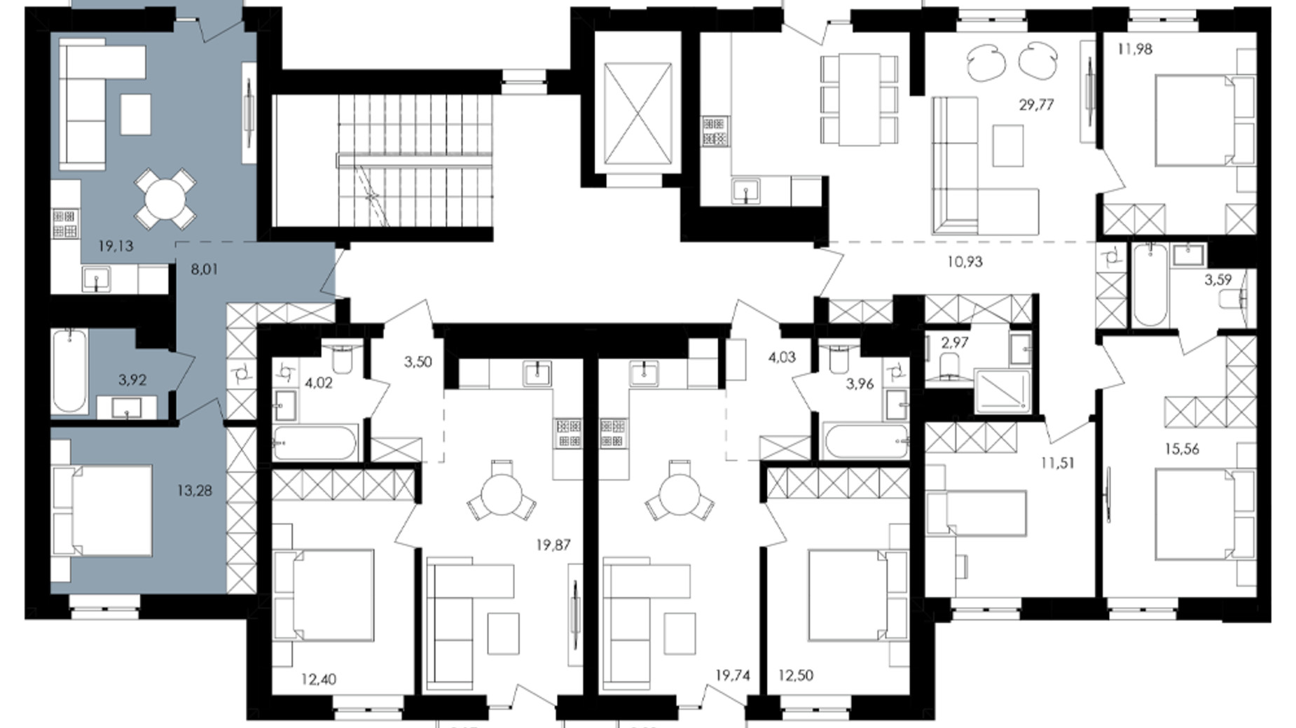 Планировка 1-комнатной квартиры в ЖК Avalon Yard 46 м², фото 682099