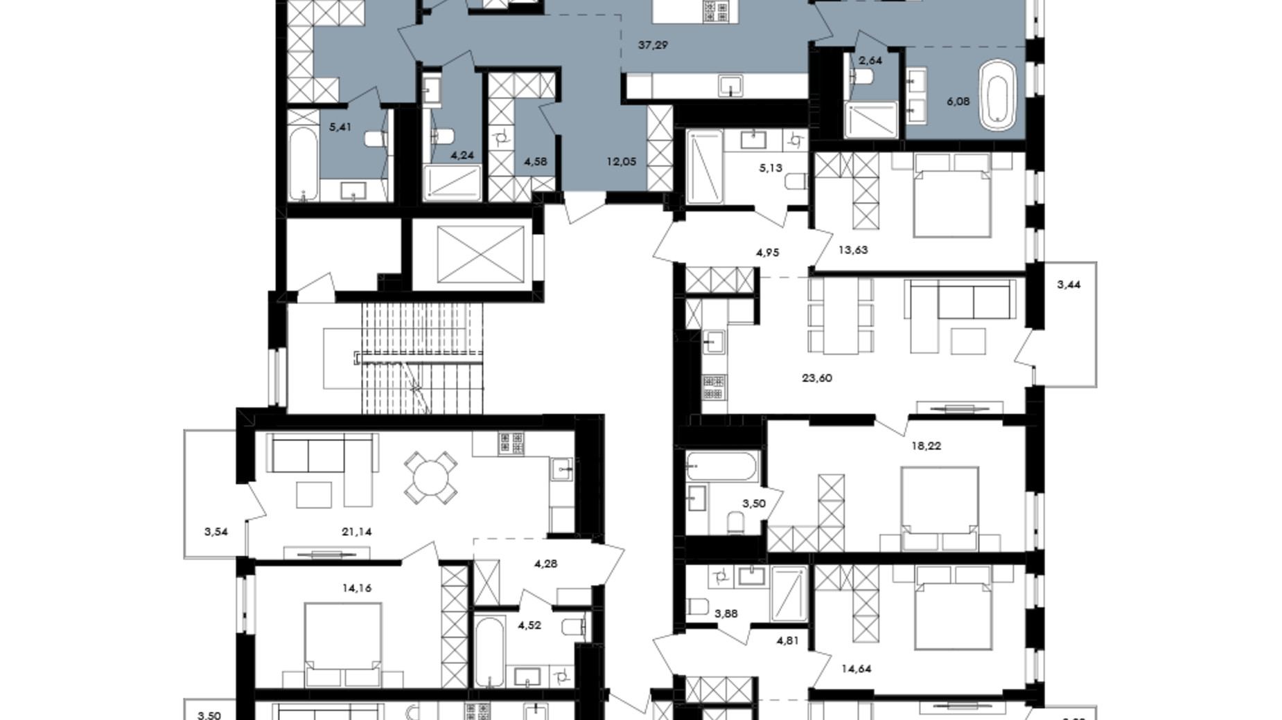 Планування 3-кімнатної квартири в ЖК Avalon Yard 126 м², фото 682100