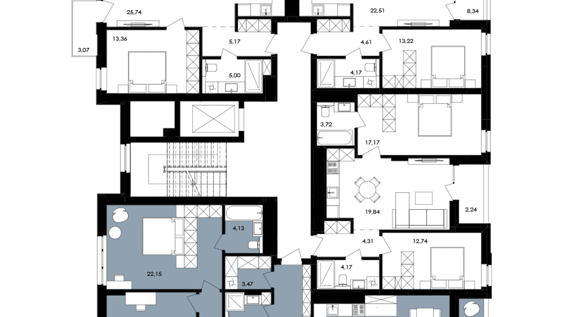 Планування 3-кімнатної квартири в ЖК Avalon Yard 129 м², фото 682107