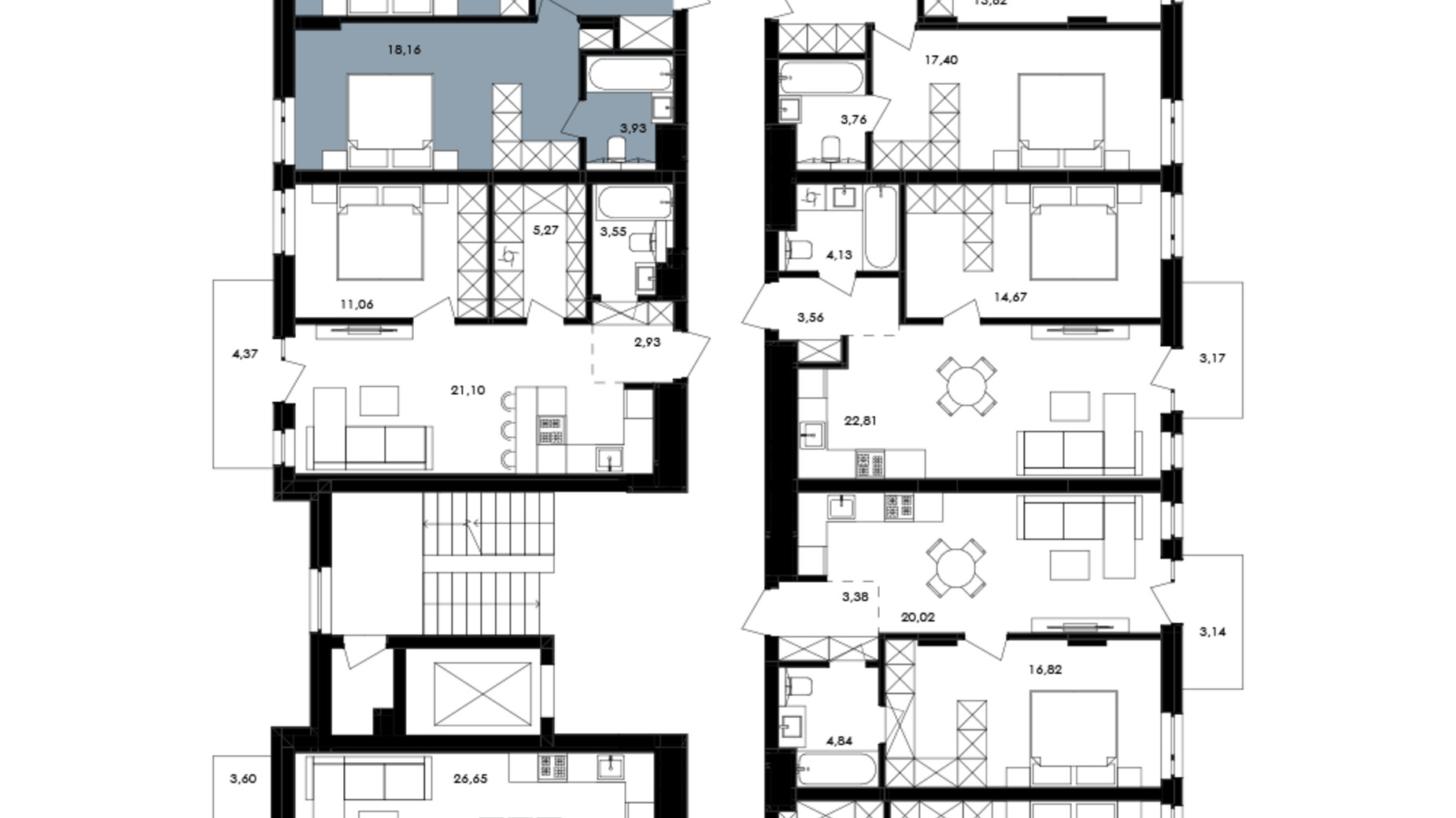 Планировка 2-комнатной квартиры в ЖК Avalon Yard 73 м², фото 682110
