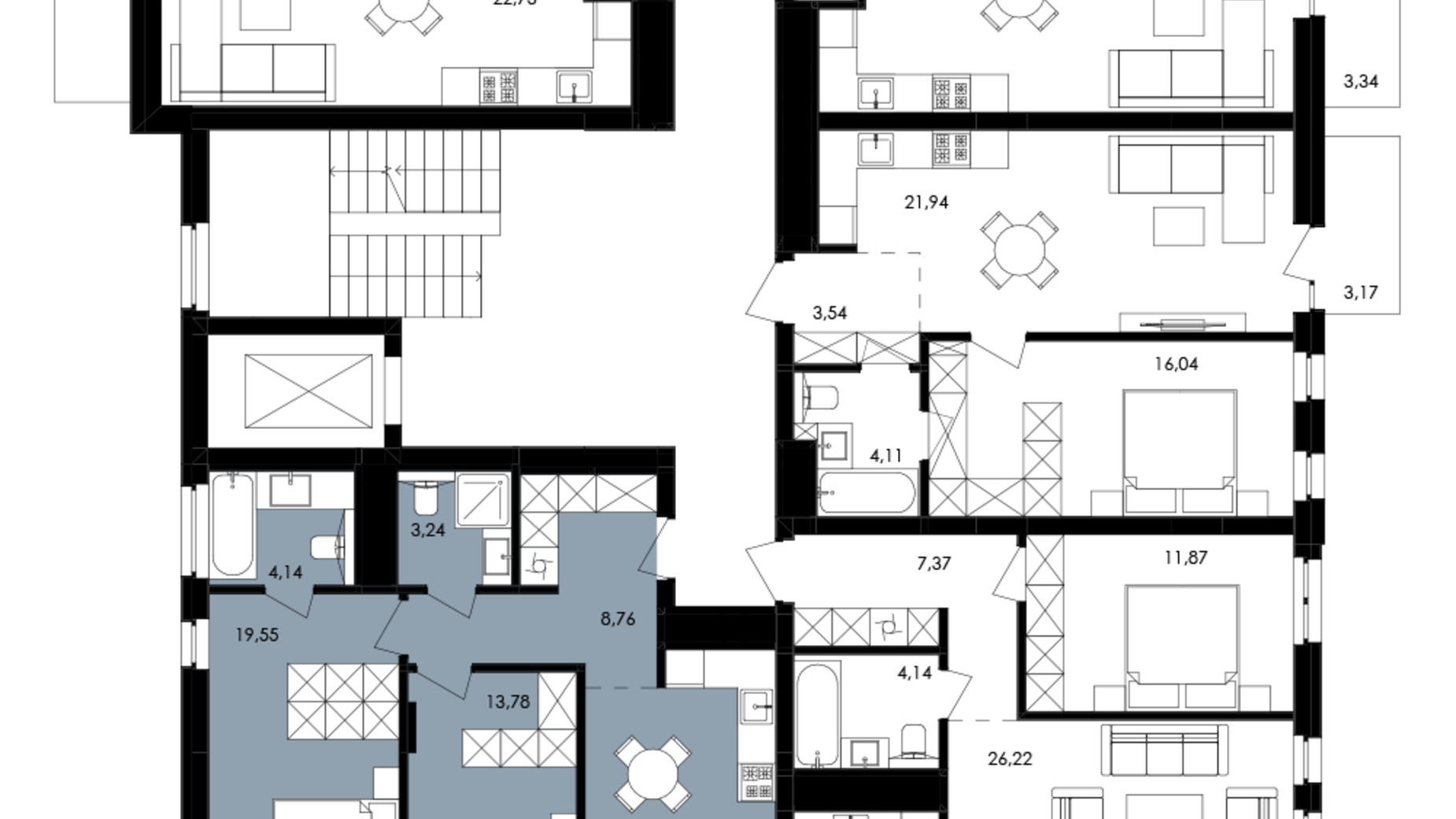Планування 2-кімнатної квартири в ЖК Avalon Yard 67 м², фото 682111