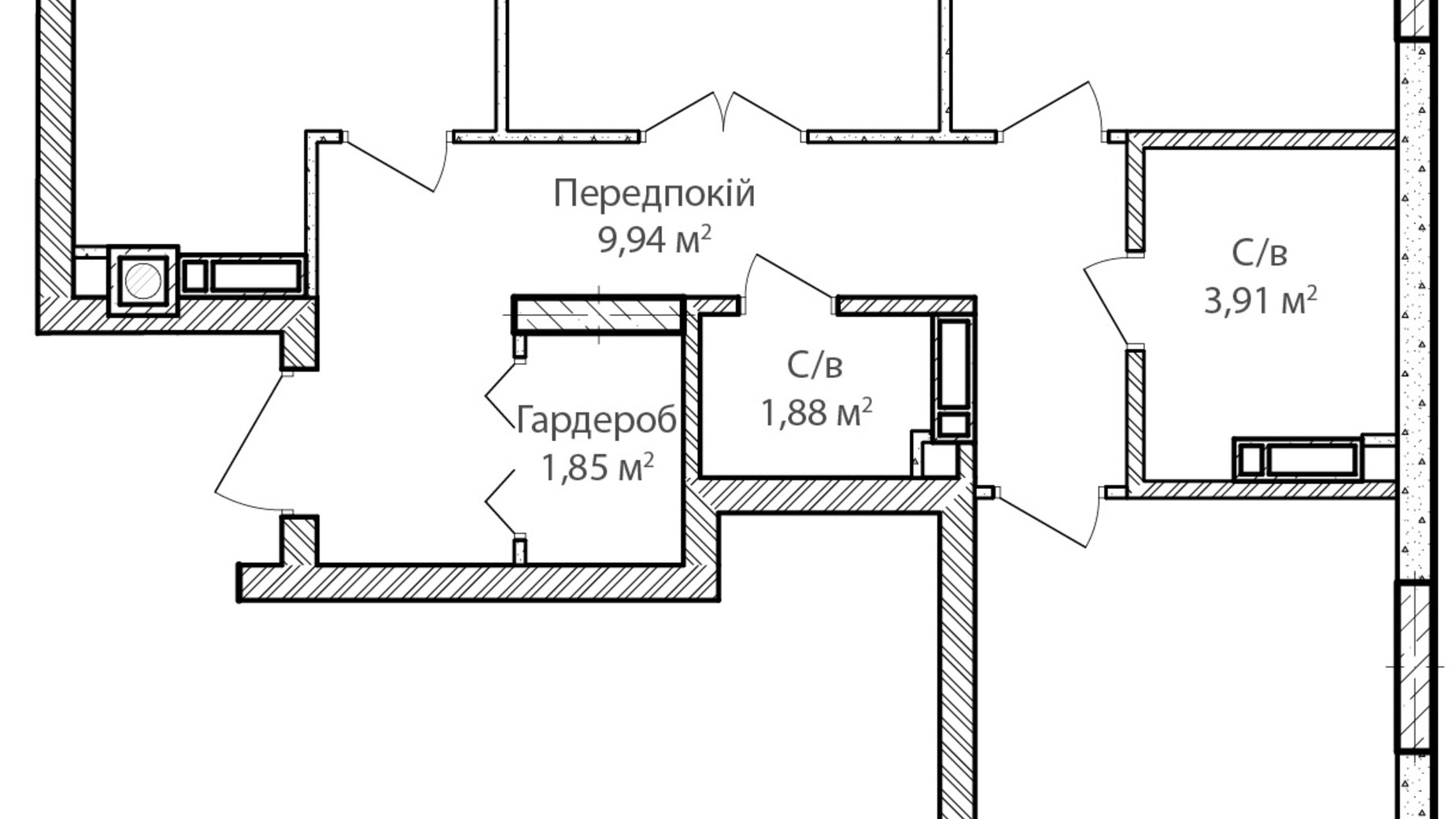 Планировка 3-комнатной квартиры в ЖК Синергия Сити 90 м², фото 683066
