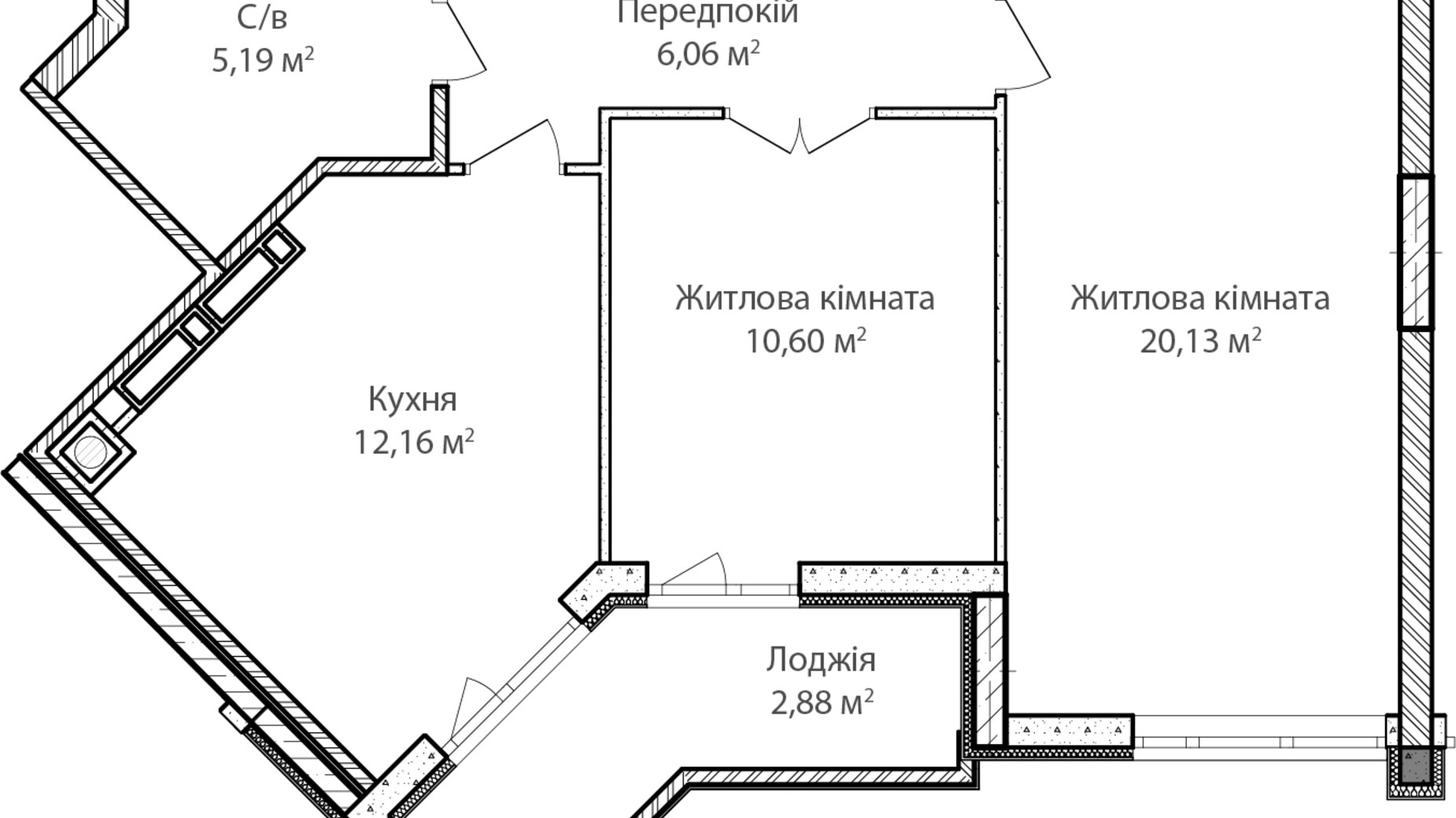 Планировка 2-комнатной квартиры в ЖК Синергия Сити 59 м², фото 683067