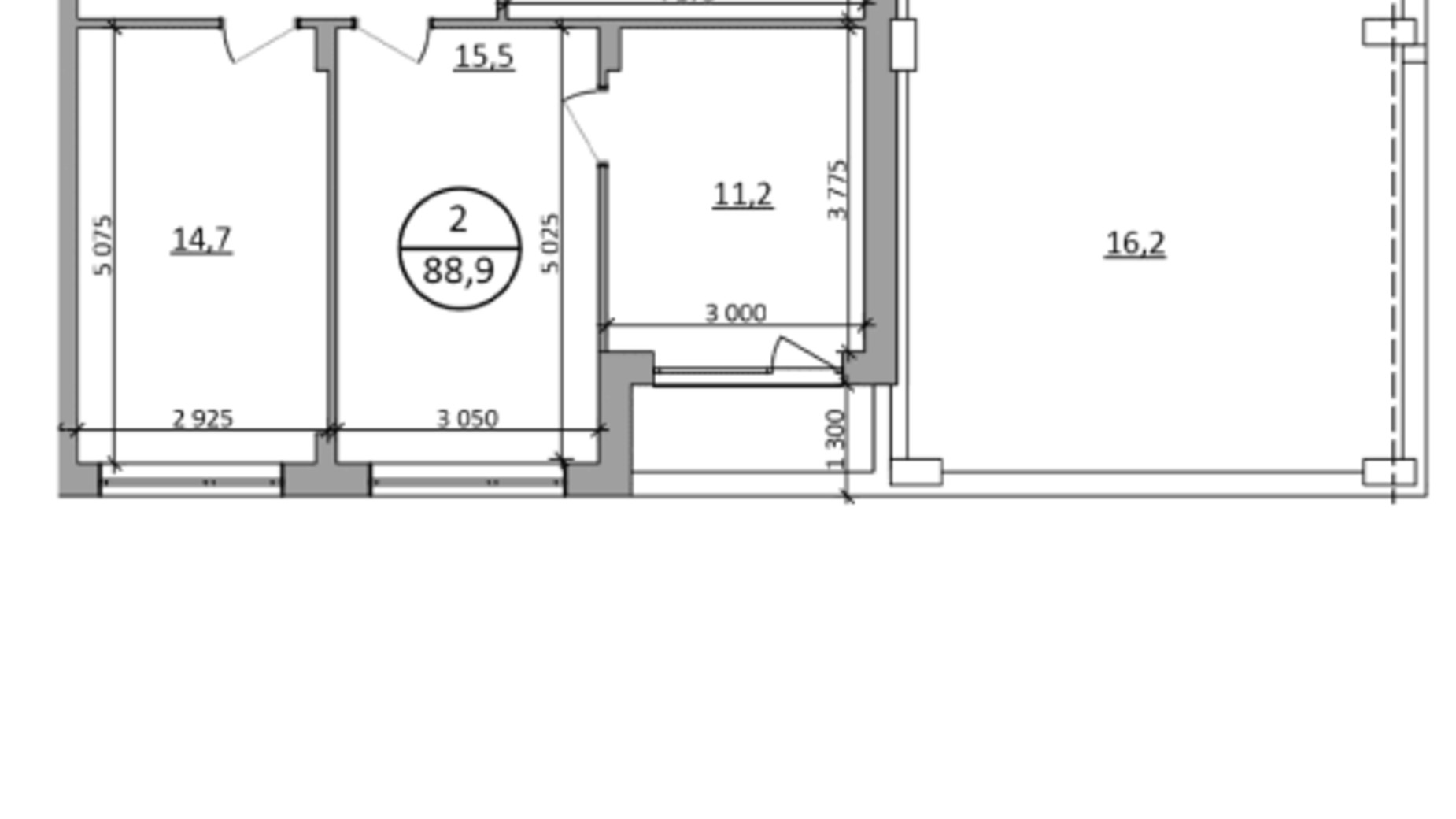 Планування 3-кімнатної квартири в ЖК Грінвуд-2 88.9 м², фото 686351