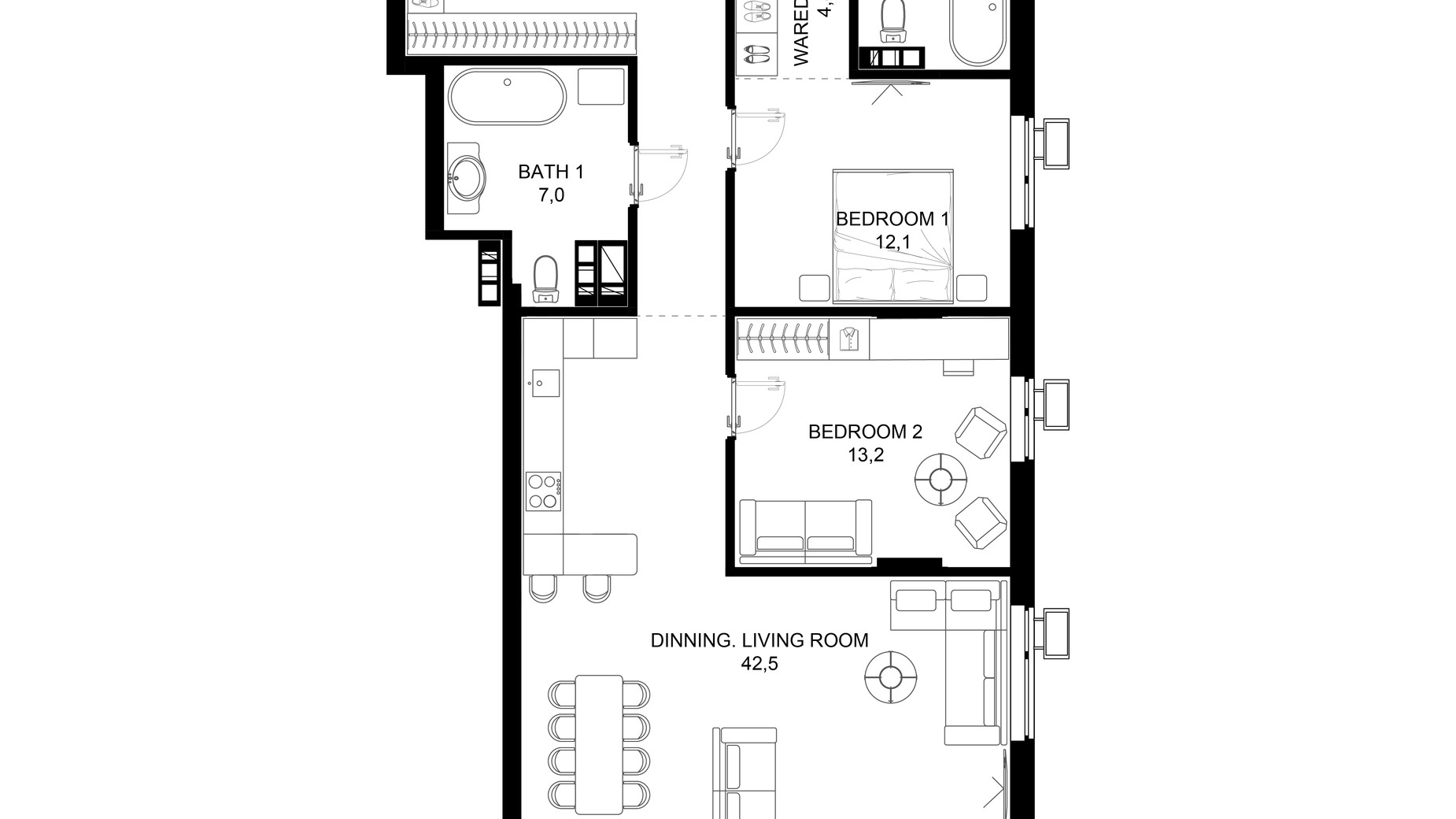 Планировка апартаментов в ЖК 31 140.8 м², фото 696006