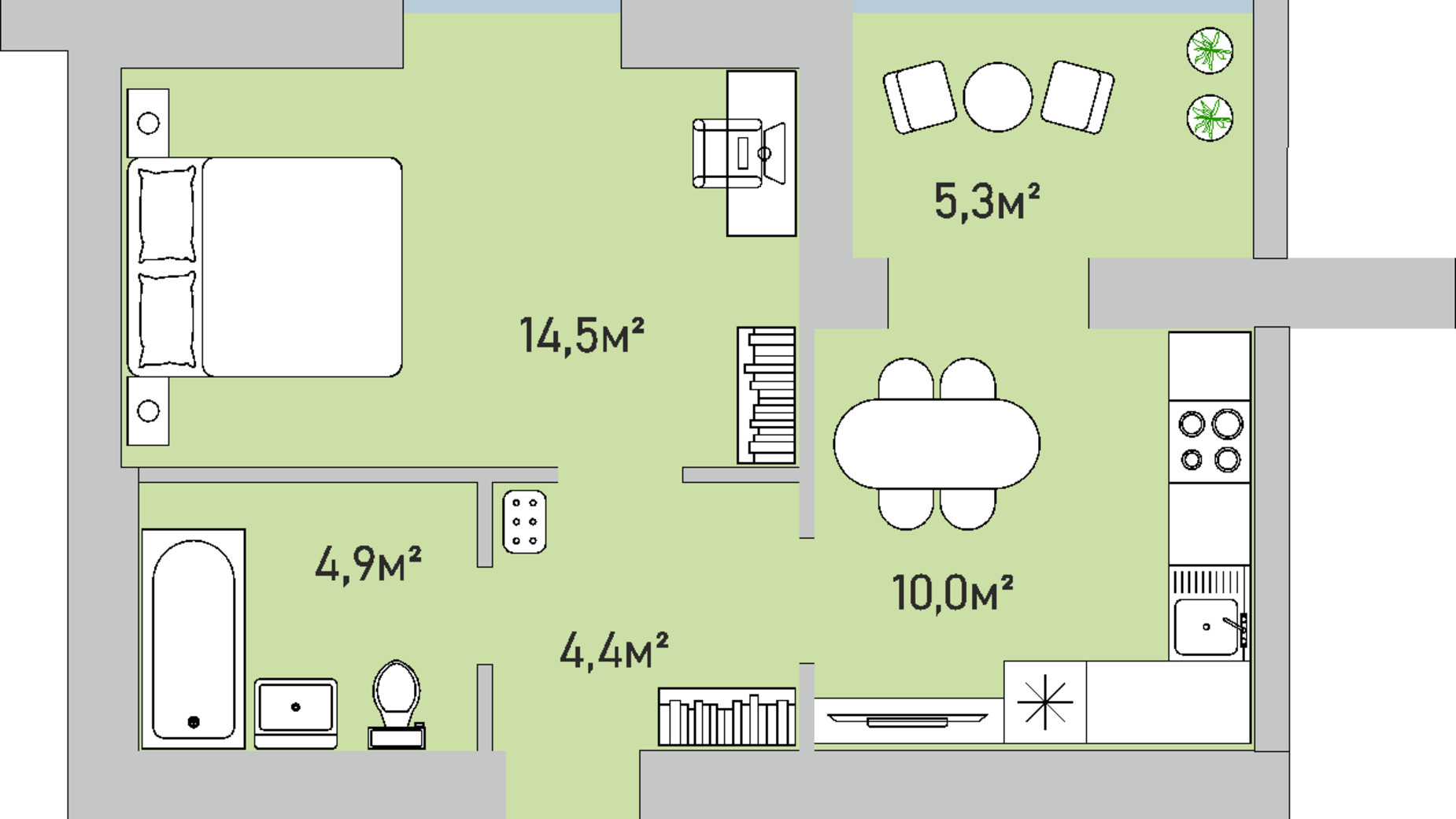 Планировка 1-комнатной квартиры в ЖК Park Estate 39.1 м², фото 696646