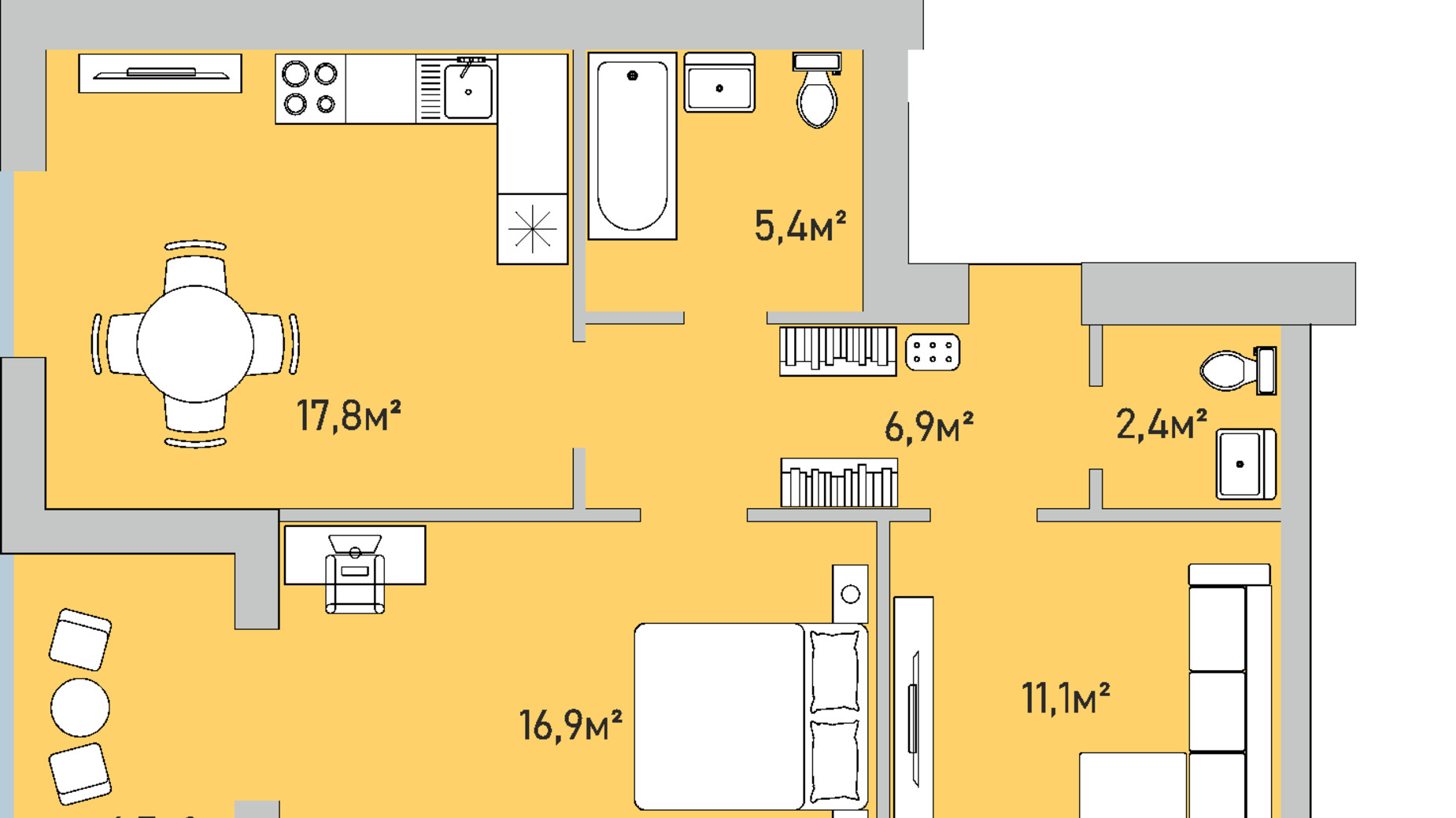 Планировка 2-комнатной квартиры в ЖК Park Estate 67.2 м², фото 696648