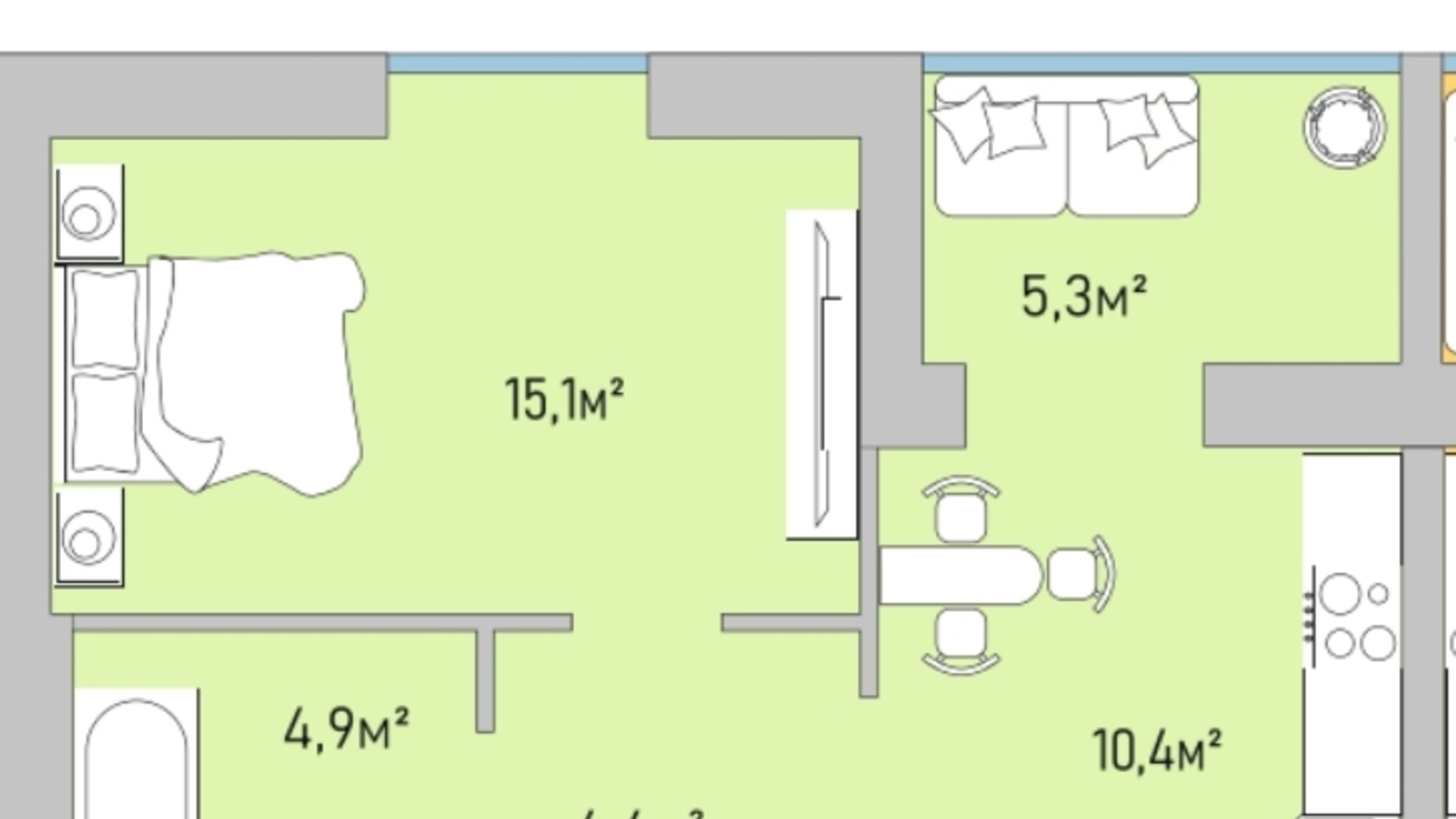 Планування 1-кімнатної квартири в ЖК Park Estate 40.1 м², фото 696667