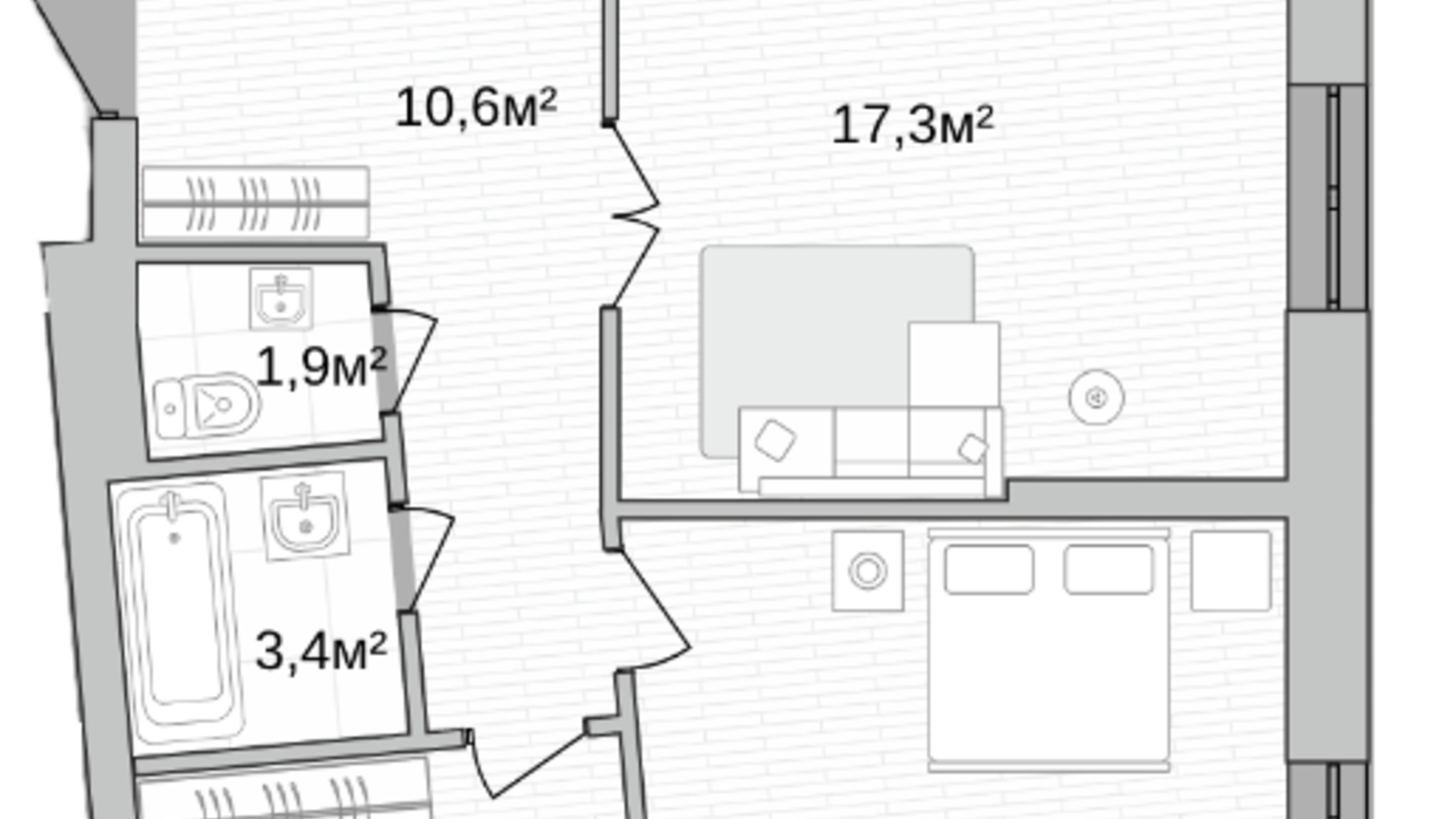 Планировка 3-комнатной квартиры в ЖК One House 92.5 м², фото 706828