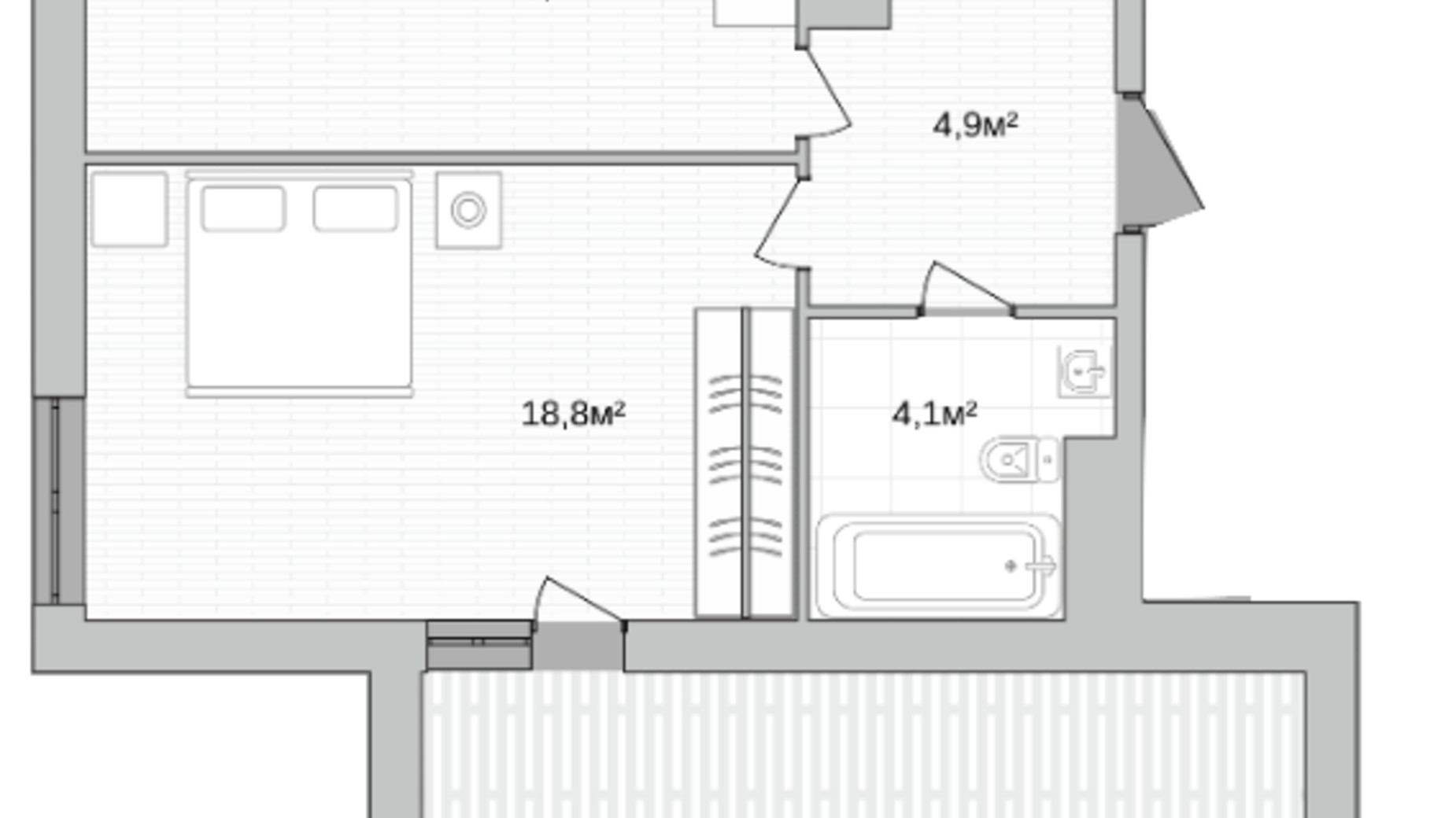 Планировка 1-комнатной квартиры в ЖК One House 54.5 м², фото 706829