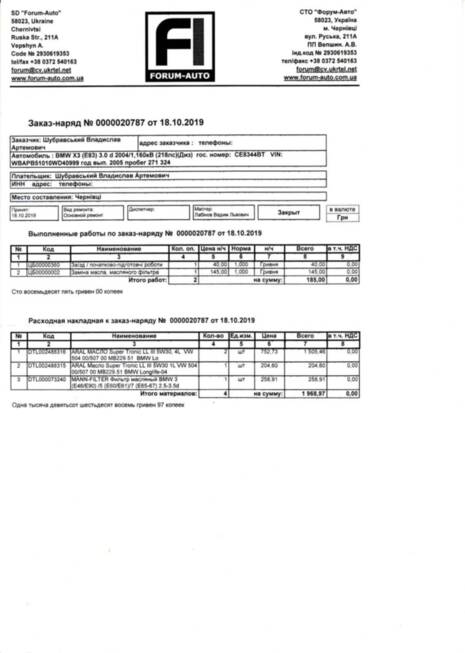 Історія обслуговування мого БМВ х3, е83