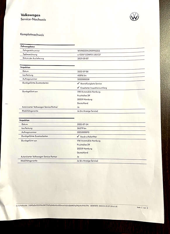 Volkswagen e-Golf 2019