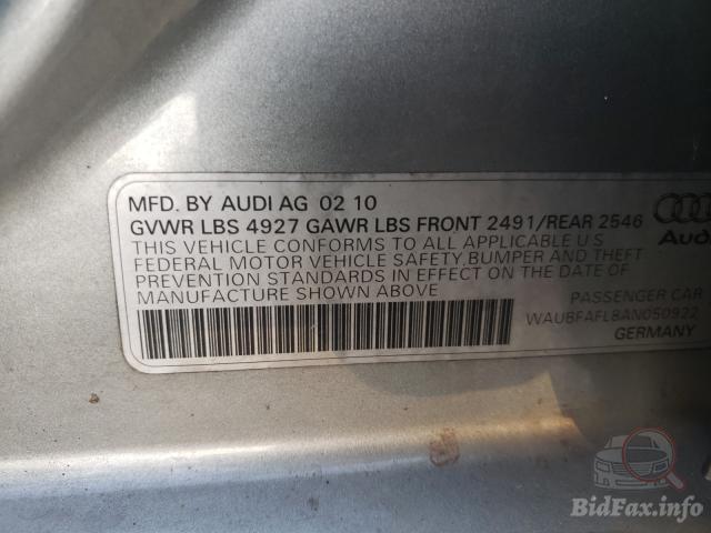 Audi A4 2010 VIN WAUBFAFL8AN050922 фото оголошення 28 з 58