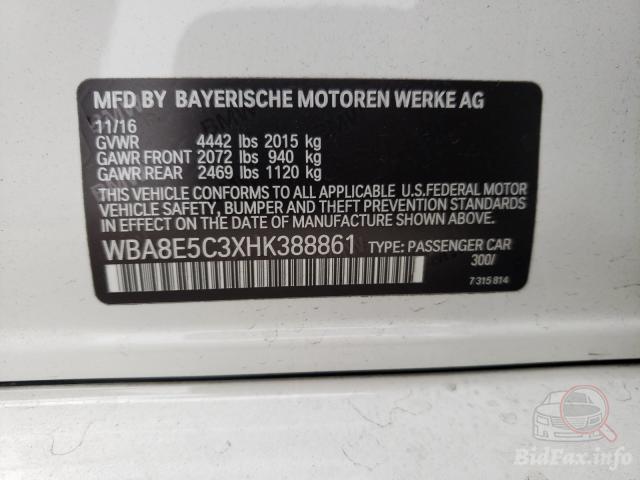 BMW 3 Series 2016 VIN WBA8E5C3XHK388861 фото оголошення 40 з 67