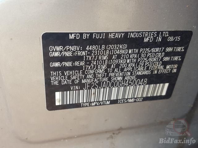 Subaru Forester 2015 VIN JF2SJADC0GH450048 фото оголошення 50 з 74
