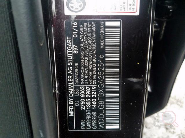 Mercedes-Benz S-Class 2016 VIN WDDUG8FBXGA252546 фото оголошення 10 з 48