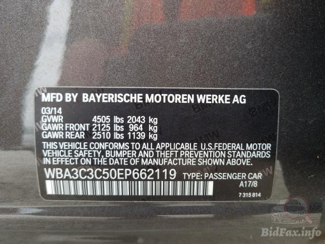 BMW 3 Series 2014 VIN WBA3C3C50EP662119 фото оголошення 46 з 76