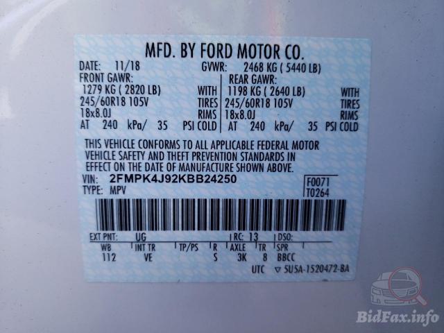 Ford Edge 2018 VIN 2FMPK4J92KBB24250 фото оголошення 55 з 82