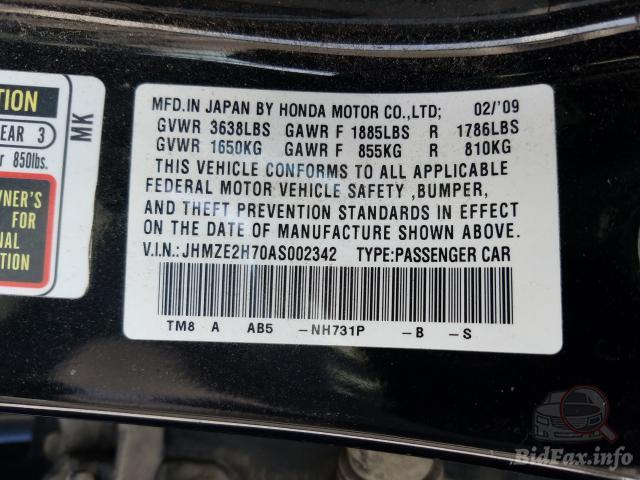 Honda Insight 2009 VIN JHMZE2H70AS002342 фото оголошення 36 з 66