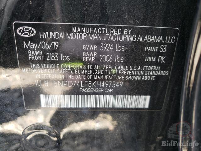 Hyundai Elantra 2019 VIN 5NPD74LF8KH497549 фото оголошення 43 з 73