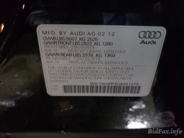 Audi Q5 2012 VIN WA1DKAFP3CA091019 фото оголошення 40 з 70