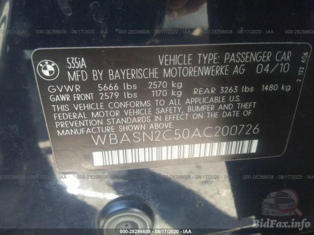 BMW 5 Series GT 2010 VIN WBASN2C50AC200726 фото оголошення 29 з 65