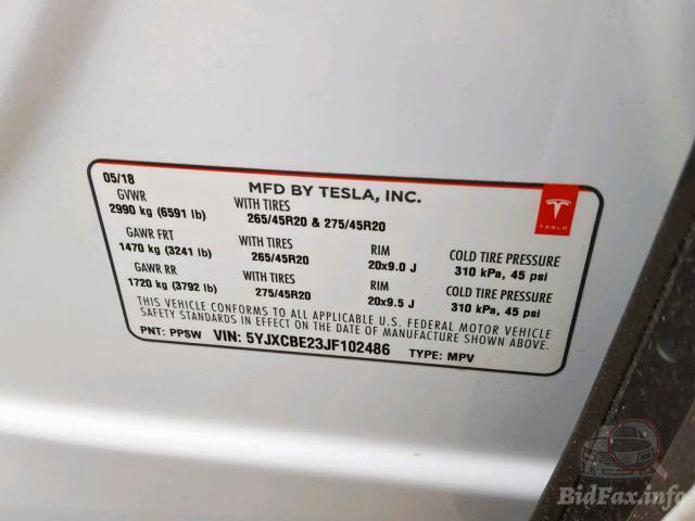 Tesla Model X 2018 VIN 5YJXCBE23JF102486 фото оголошення 37 з 55