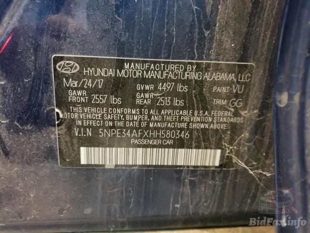 Hyundai Sonata 2017 VIN 5NPE34AFXHH580346 фото оголошення 59 з 98