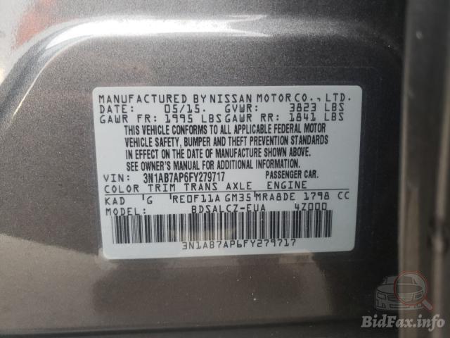 Nissan Sentra 2015 VIN 3N1AB7AP6FY279717 фото оголошення 36 з 66