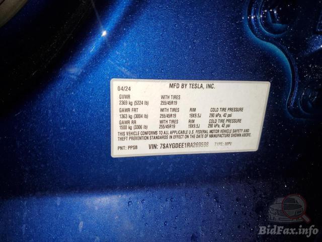 Tesla Model Y 2024 VIN 7SAYGDEE1RA269598 фото оголошення 33 з 55