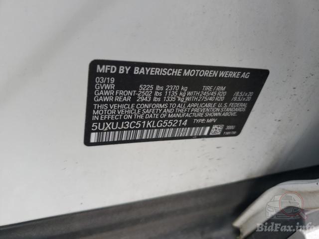 BMW X4 2019 VIN 5UXUJ3C51KLG55214 фото оголошення 59 з 88