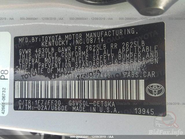 Toyota Camry 2014 VIN 4T1BK1FKXEU027445 фото оголошення 31 з 69