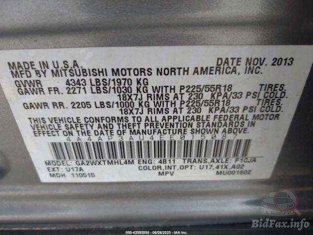 Mitsubishi Outlander Sport 2013 VIN 4A4AP3AU4EE015087 фото оголошення 15 з 47