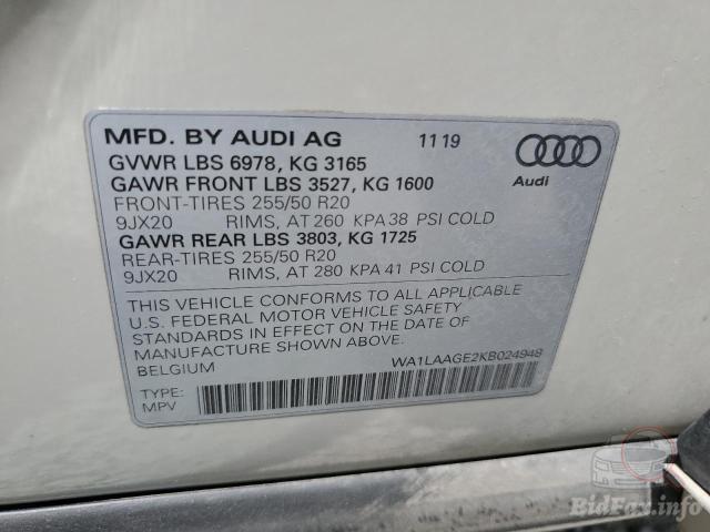 Audi e-tron 2019 VIN WA1LAAGE2KB024948 фото оголошення 95 з 114