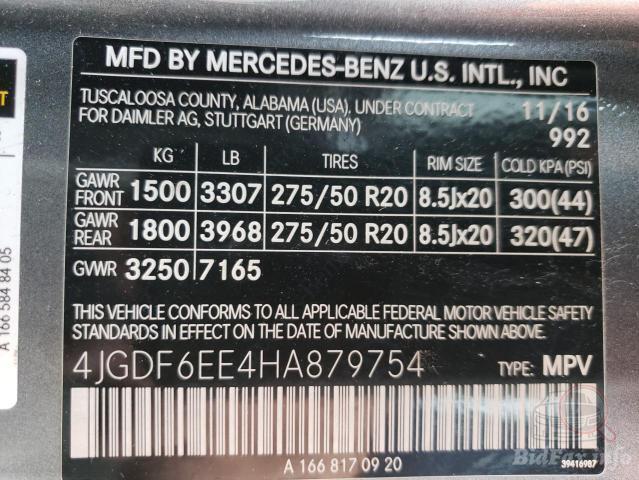 Mercedes-Benz GLS-Class 2016 VIN 4JGDF6EE4HA879754 фото оголошення 39 з 64
