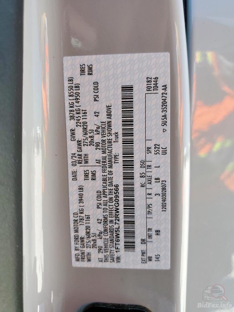 Ford F-150 2024 VIN 1FT6W5L72RWG09566 фото оголошення 27 з 59