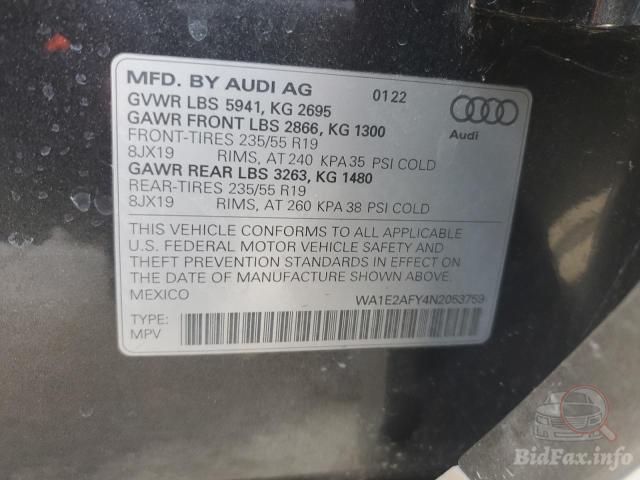 Audi Q5 2022 VIN WA1E2AFY4N2053759 фото оголошення 26 з 64
