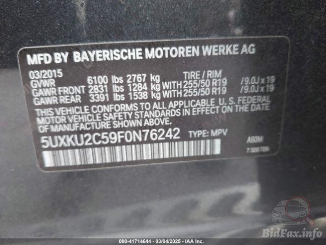 BMW X6 2015 VIN 5UXKU2C59F0N76242 фото оголошення 18 з 55