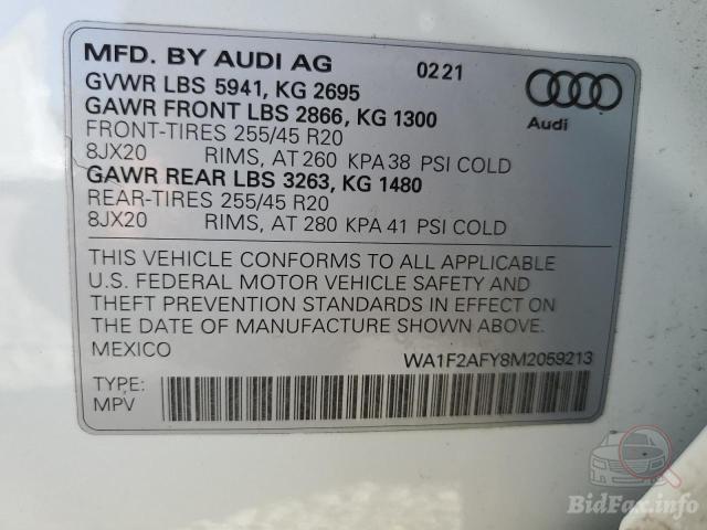 Audi Q5 2021 VIN WA1F2AFY8M2059213 фото оголошення 48 з 86