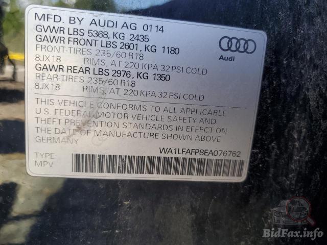 Audi Q5 2014 VIN WA1LFAFP8EA076762 фото оголошення 76 з 118