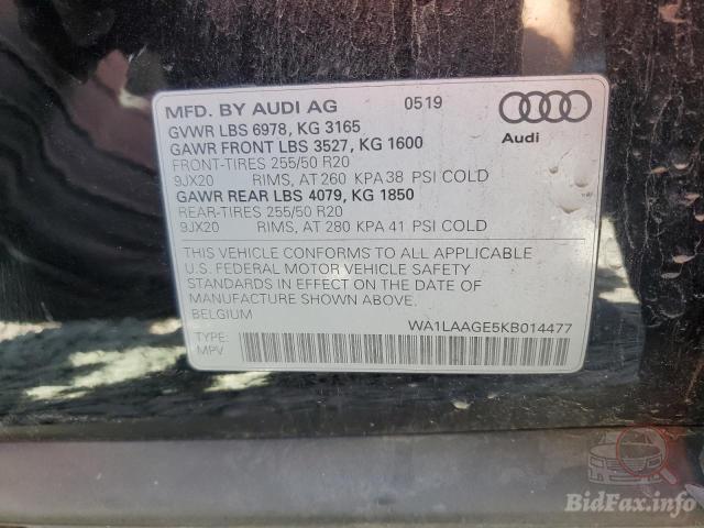 Audi e-tron 2019 VIN WA1LAAGE5KB014477 фото оголошення 62 з 81
