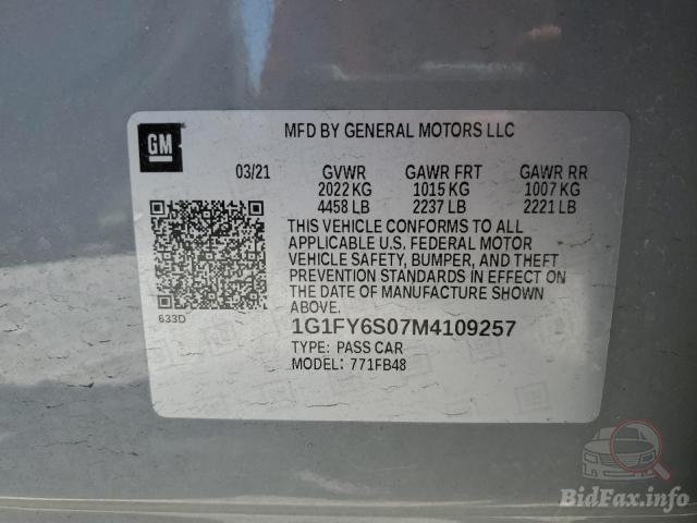 Chevrolet Bolt EV 2021 VIN 1G1FY6S07M4109257 фото оголошення 26 з 44