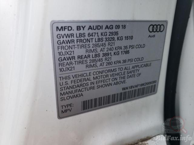 Audi Q8 2018 VIN WA1BVAF18KD009390 фото оголошення 45 з 72