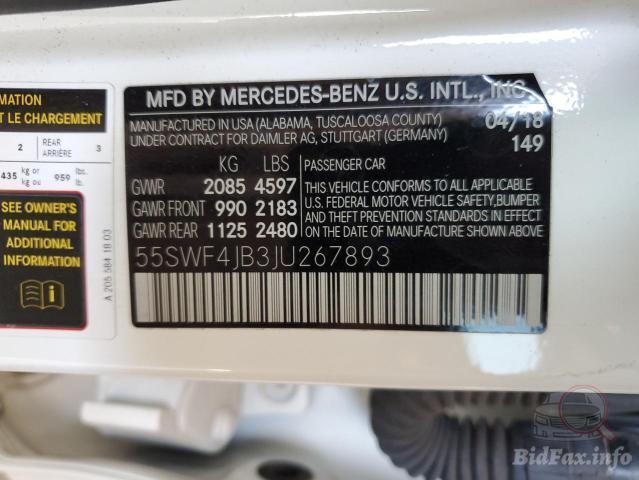Mercedes-Benz C-Class 2018 VIN 55SWF4JB3JU267893 фото оголошення 56 з 85