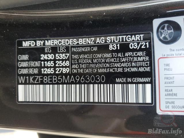 Mercedes-Benz E-Class 2021 VIN W1KZF8EB5MA963030 фото оголошення 120 з 152