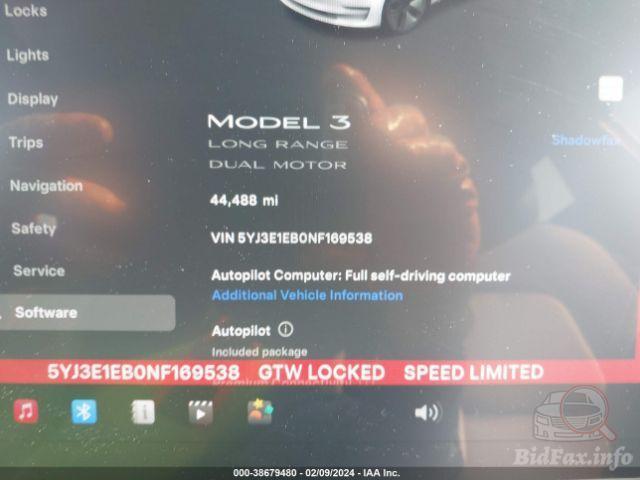 Tesla Model 3 2022 VIN 5YJ3E1EB0NF169538 фото оголошення 21 з 41