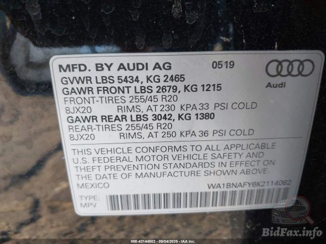 Audi Q5 2019 VIN WA1BNAFY6K2114082 фото оголошення 45 з 84