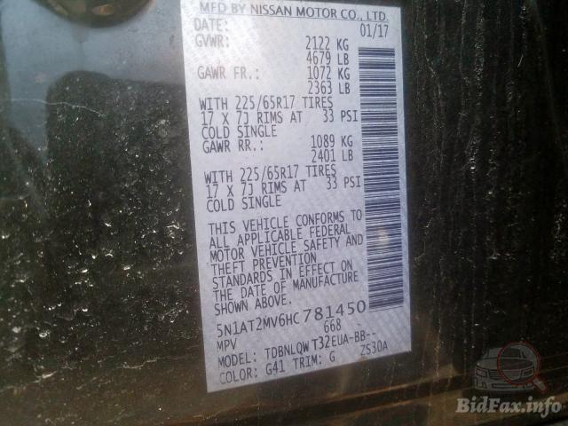 Nissan Rogue 2017 VIN 5N1AT2MV6HC781450 фото оголошення 23 з 53