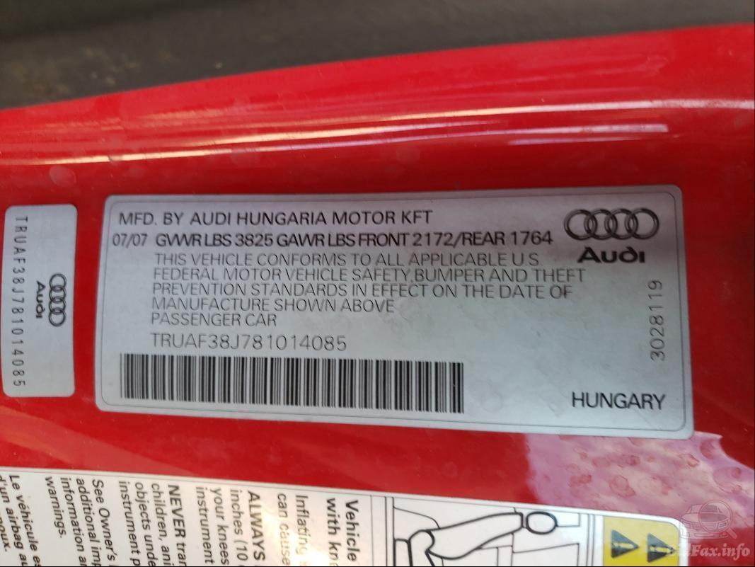 Audi TT 2007 VIN TRUAF38J781014085 фото оголошення 45 з 72